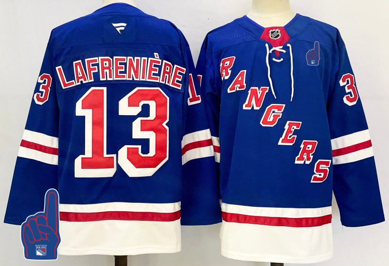 Men New York Rangers #13 Lafreniere Blue Fanatics 2025 NHL Jersey style 5